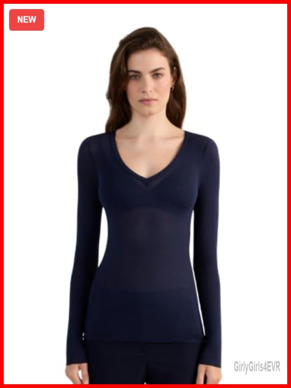 Modal Ultralight Cashmere V-Neck Long Sleeve Top